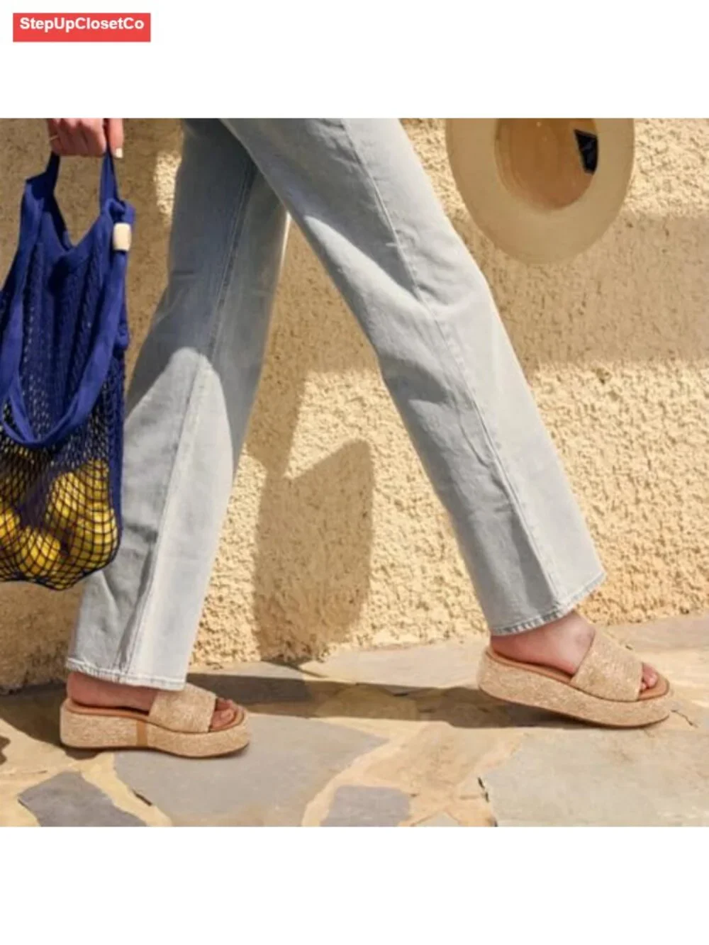 Platform Sandals, Slip On Espadrille Wedges Slides, Flatform Open Toe Beach